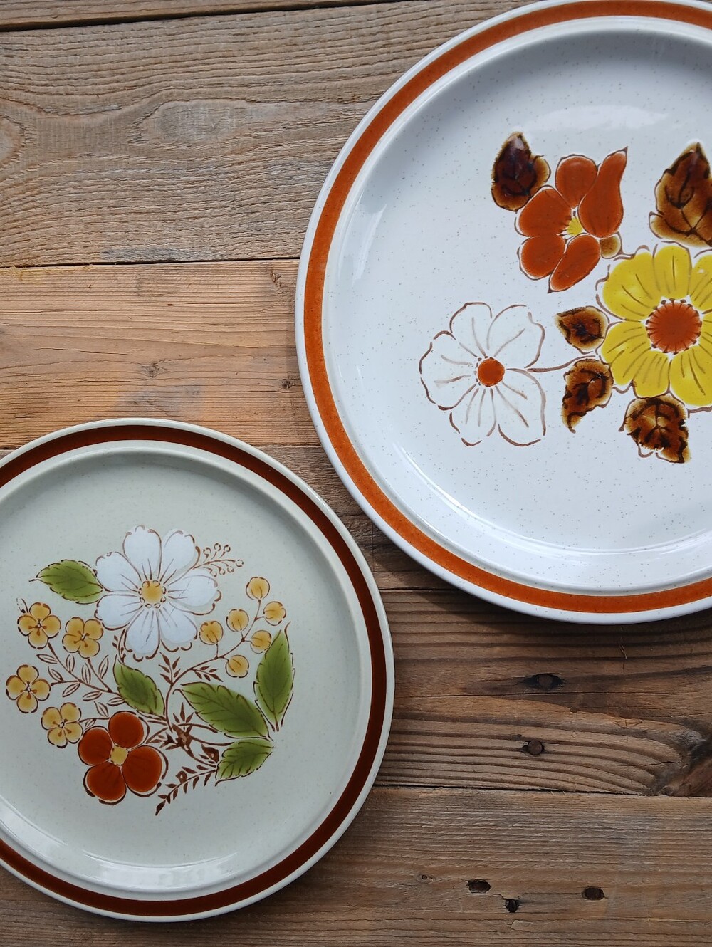 Vintage Japanese 1970 Floral Dinner Plates Set of 2